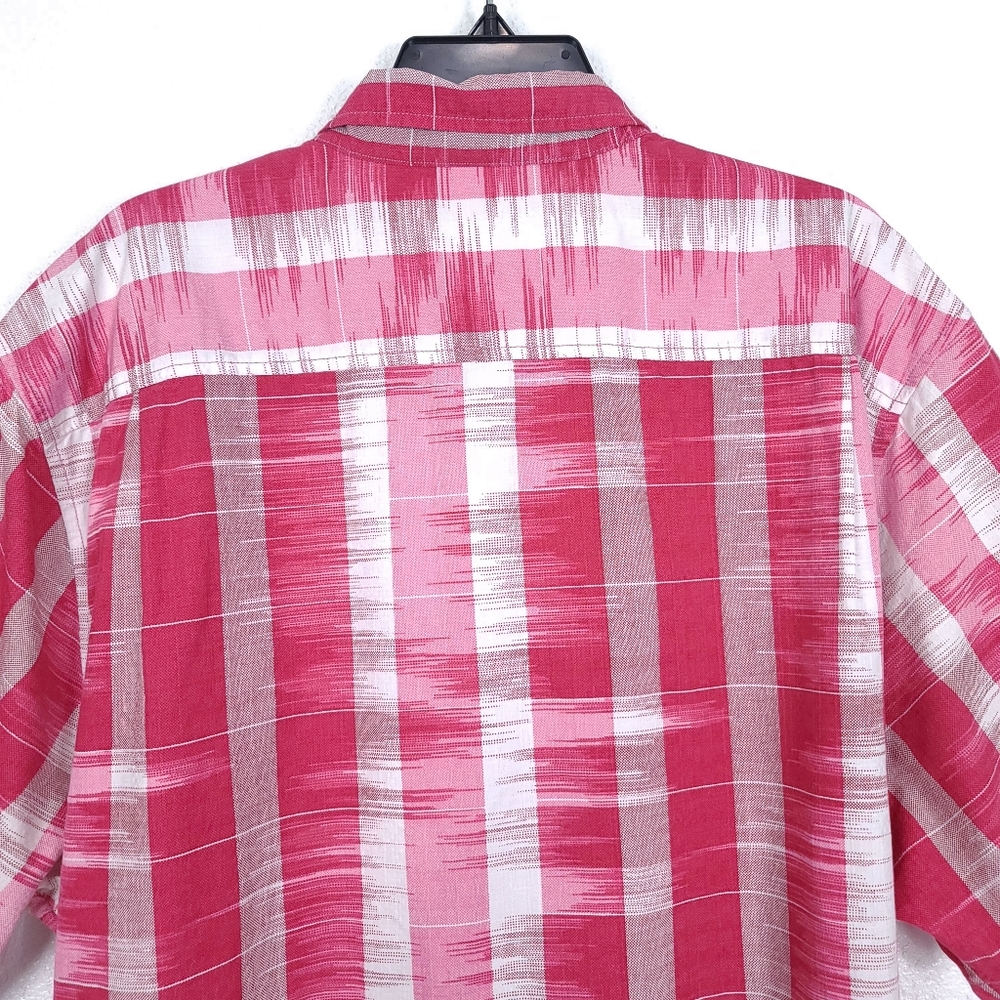 TOMMY BAHAMA Men's Who Got Ikat Stripe Button Down Shirt Red - Picture 12 of 12